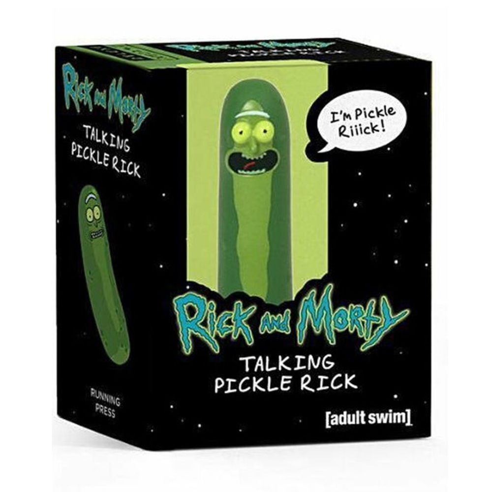 Rick & Morty Adult Swim 3 In Squeezable Talking Pickle Rick Mounted on Base. NEW